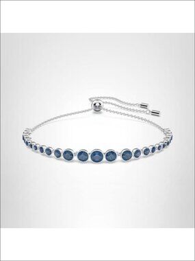Swarovski Crystal Tennis Bracelet Rhodium Plated Adjustable 9.5 in